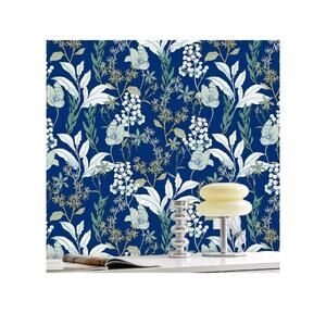 Yasinet Peel and Stick Wallpaper Blue Wallpaper Removable Floral 118.1 " X 16.1"